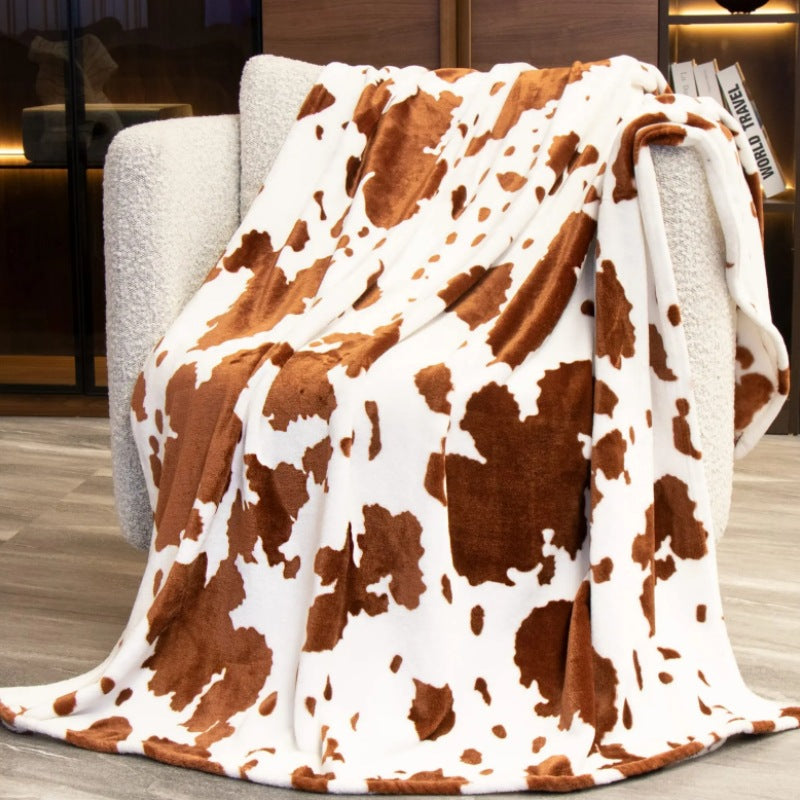 Cow Print Flannel Blanket Soft Warm Lightweight for All Seasons