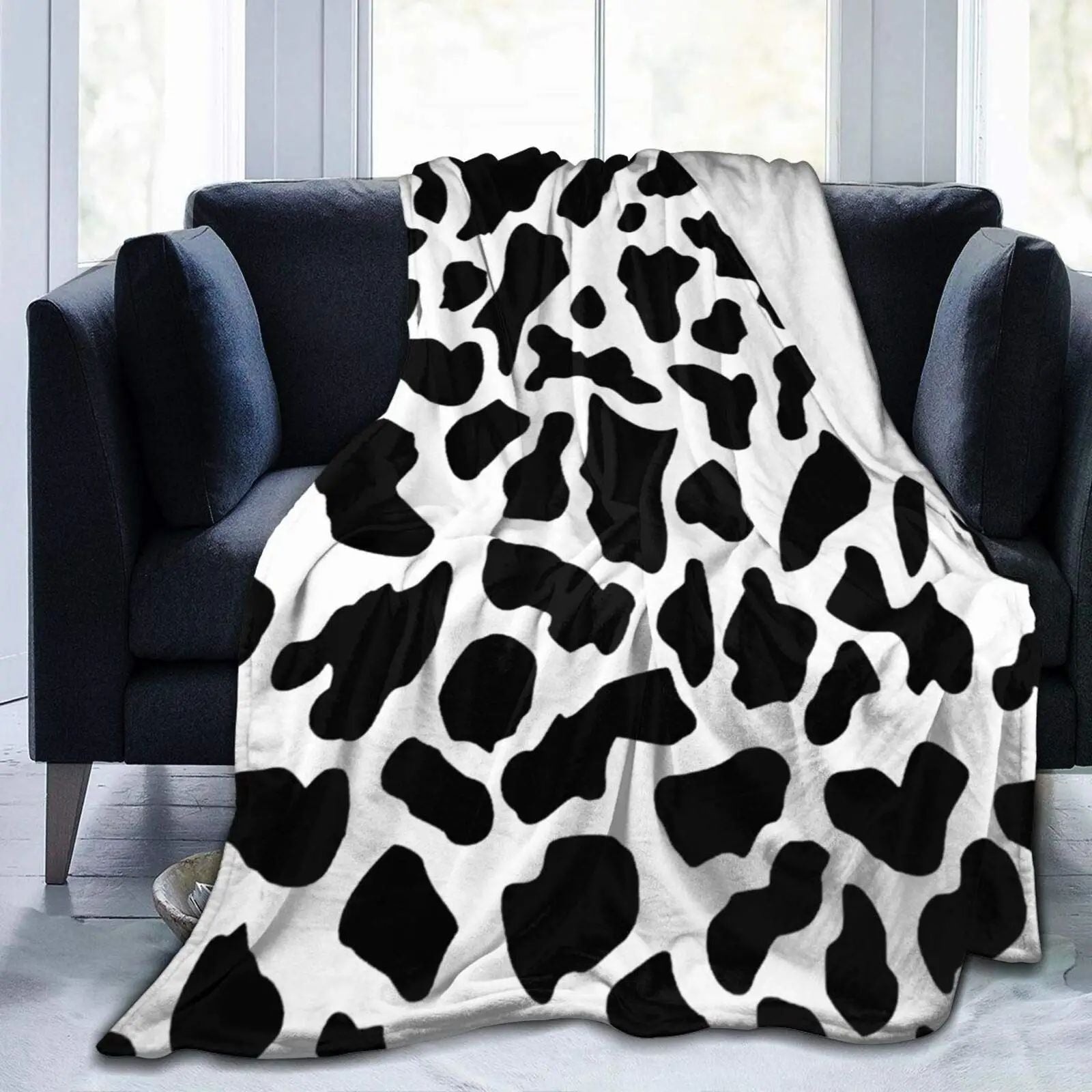 Cow Print Flannel Blanket Soft Warm Lightweight for All Seasons