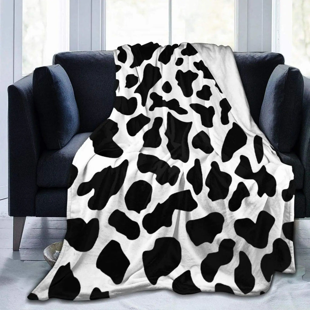 Cow Print Flannel Blanket Soft Warm Lightweight for All Seasons