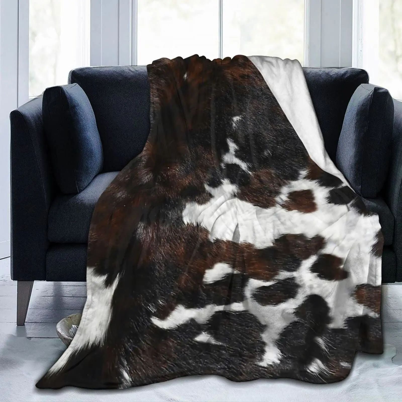 Cow Print Flannel Blanket Soft Warm Lightweight for All Seasons