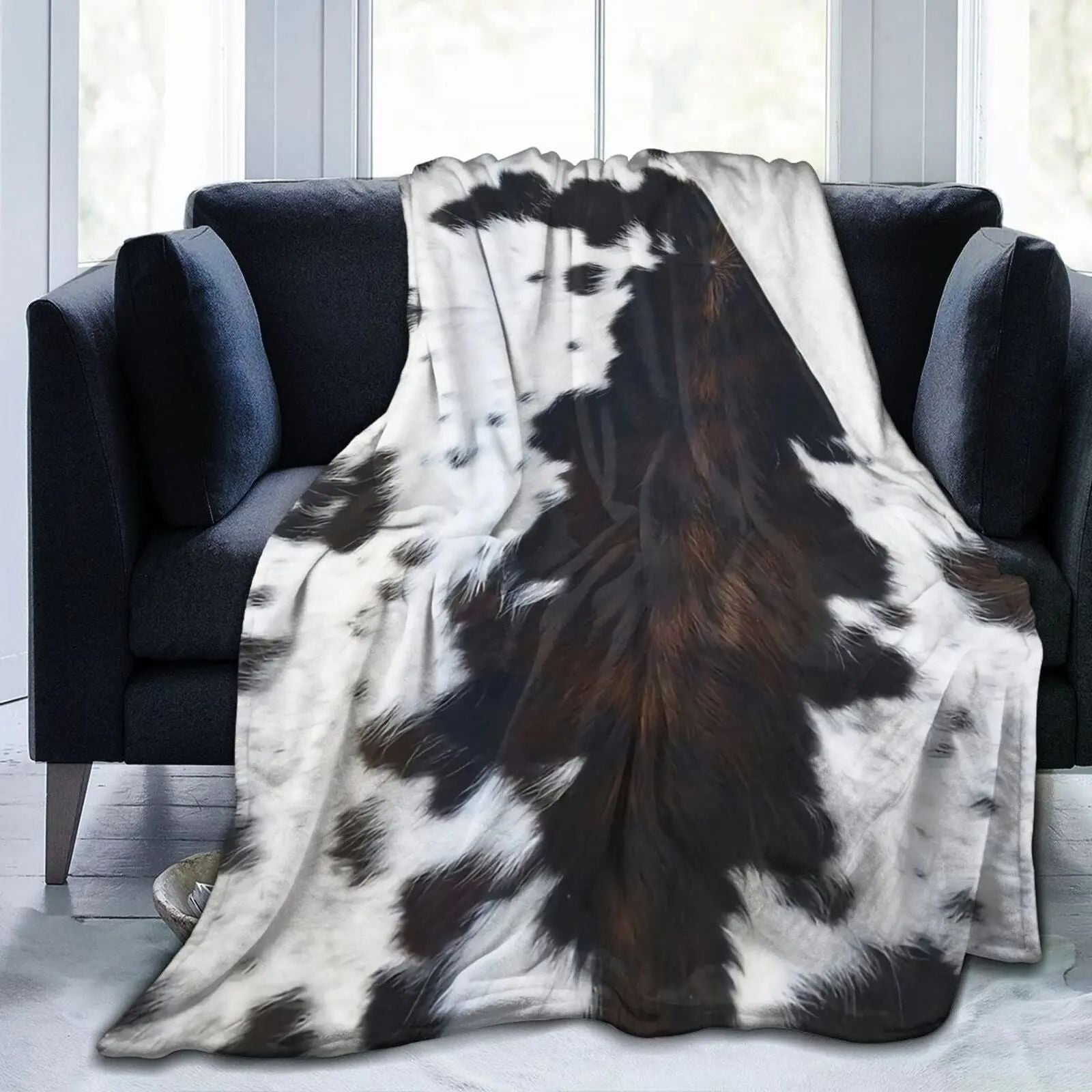 Cow Print Flannel Blanket Soft Warm Lightweight for All Seasons